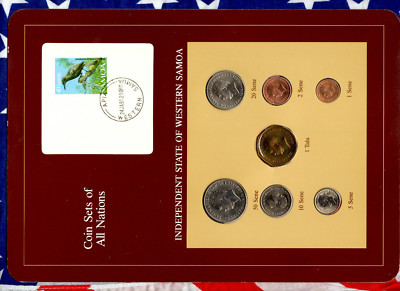 Coin Sets of All Nations W. Samoa UNC 1,2,5,10,20,50 Sene 1974 Tala 1984 24JA91