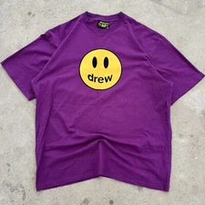 Drew House Justin Bieber Smiley Mascot T Shirt Magenta Purple Graphic Size XL