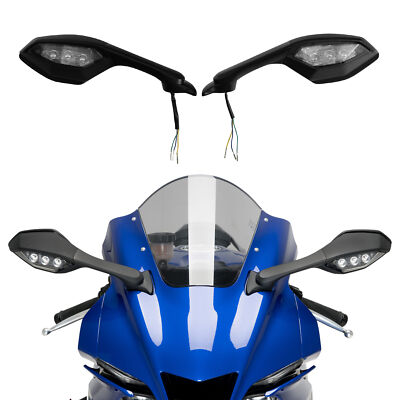 Rear View Mirrors W/ LED Turn Signals For Yamaha YZFR1 2015-2025