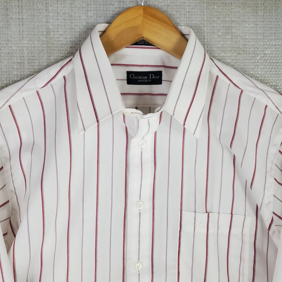 Camisa De Colección Christian Dior Talla Grande 16/35 Para Hombres Puño Francés Hecha en EE. UU. Monsieur Foto 4 de 4