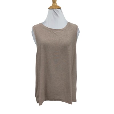 Beyond Yoga Tank Top Womens M/L Taupe Crew Low Cut Armholes Athletic Stretch