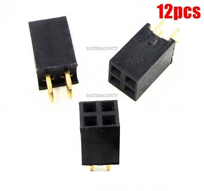 12Pcs Double Row 2X2 Pin 4P Pin Strip 2.54MM Straight Header Female New Ic mc
