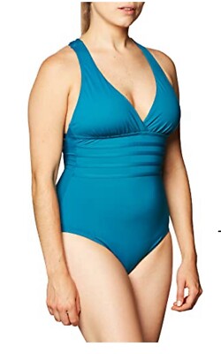 NEW La Blanca Swimsuit Island Goddess Multi Strap Cross Back Women 22 Caribbean