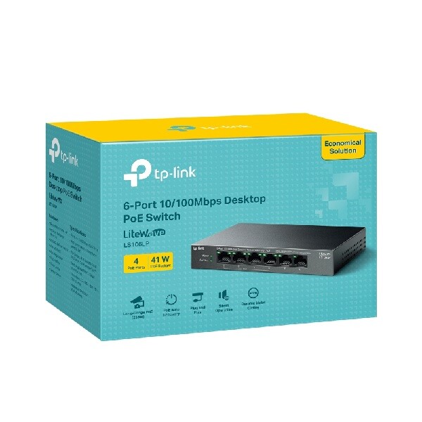 Switch TP-Link LS105LP 6 Porte 10/100 con 4 POE (41W)