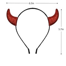 Glitter Devil Horns Headband - Devil Costume for Women Men Girls Red