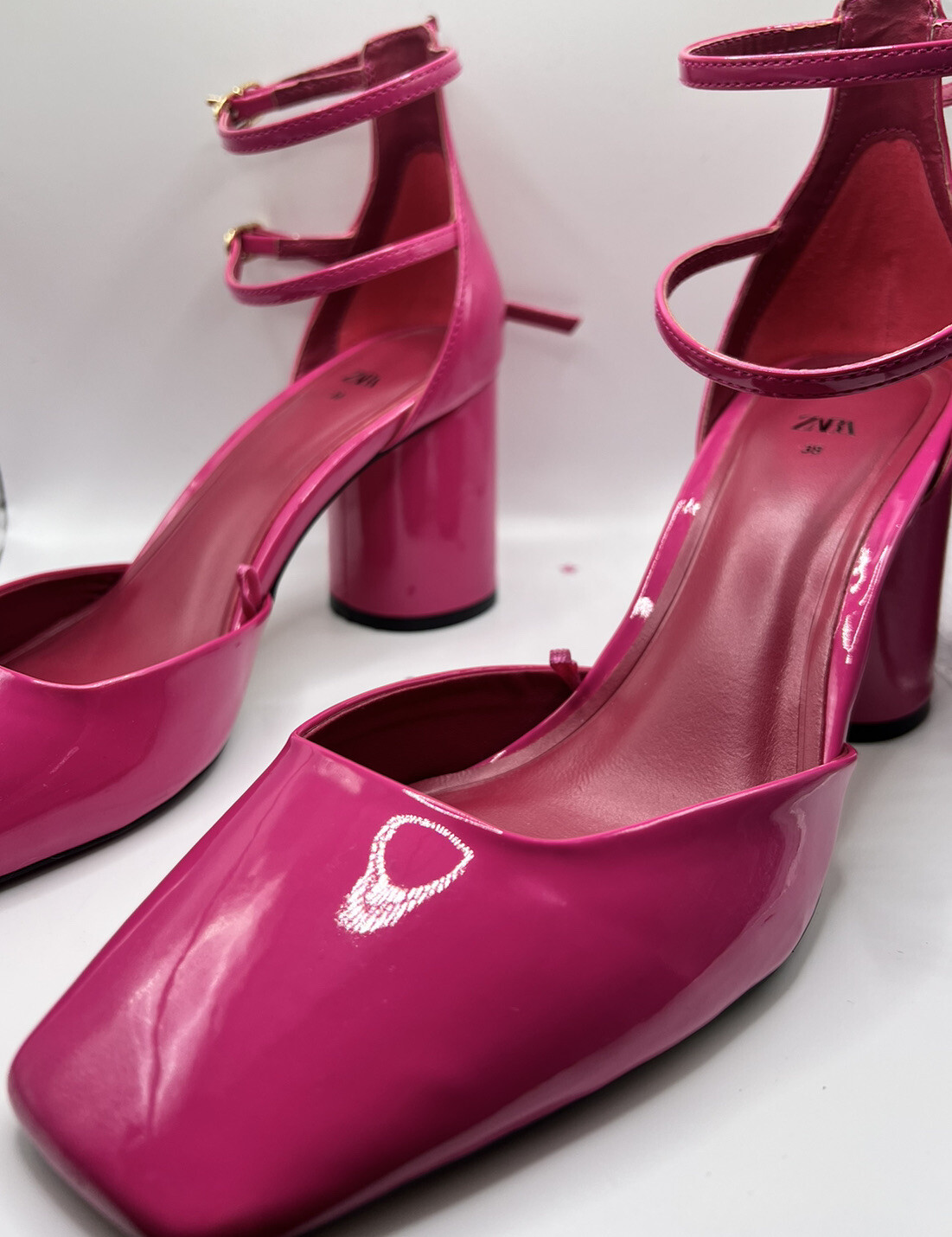 zara pink block heels