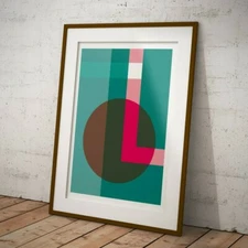 ABSTRACT MID CENTURY COLOURFUL ART DECO MODERN TEAL RETRO PRINT POSTER A1 A2 A3 