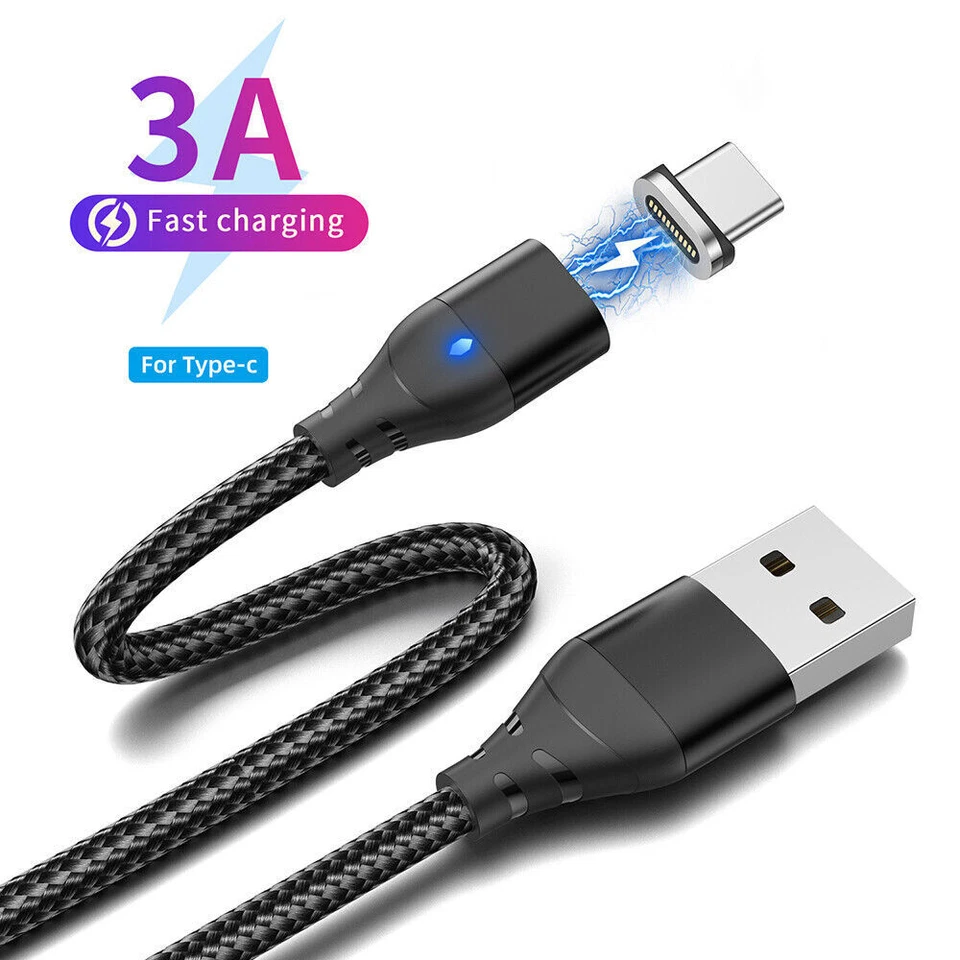 Magnetic Type-C Micro USB LED Fast Charger Data Cable For Samsung S20 Huawei P40 - Image 3 of 4