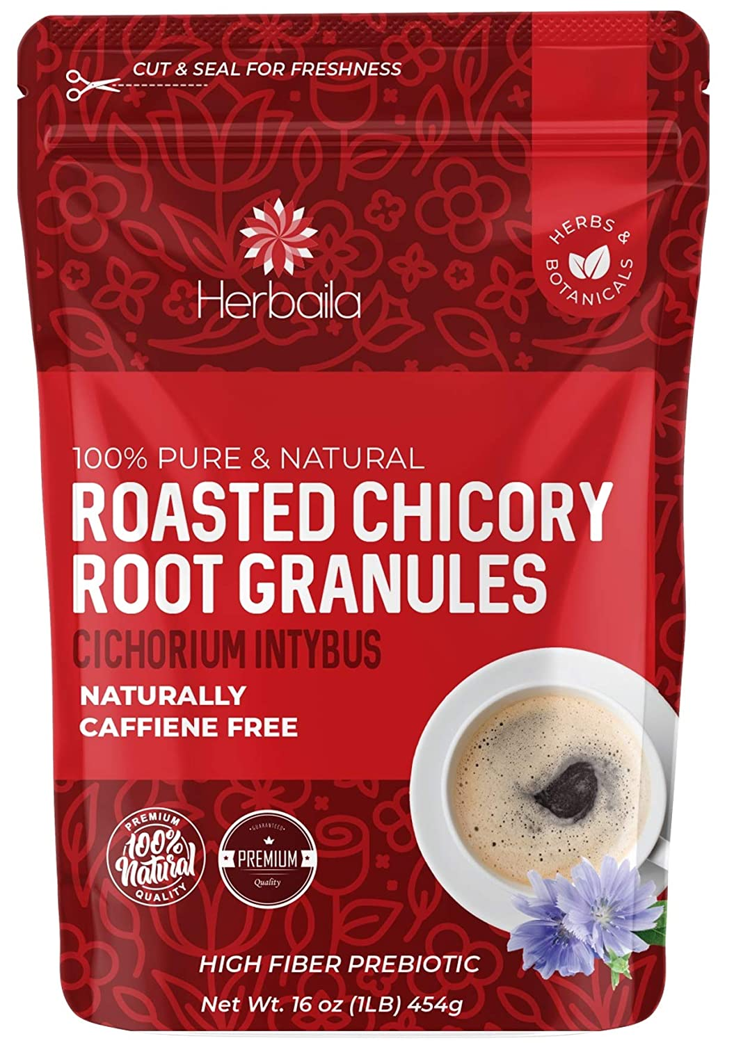 1 Pound Roasted Chicory Root Granules for Coffee with Inulin Prebiotic