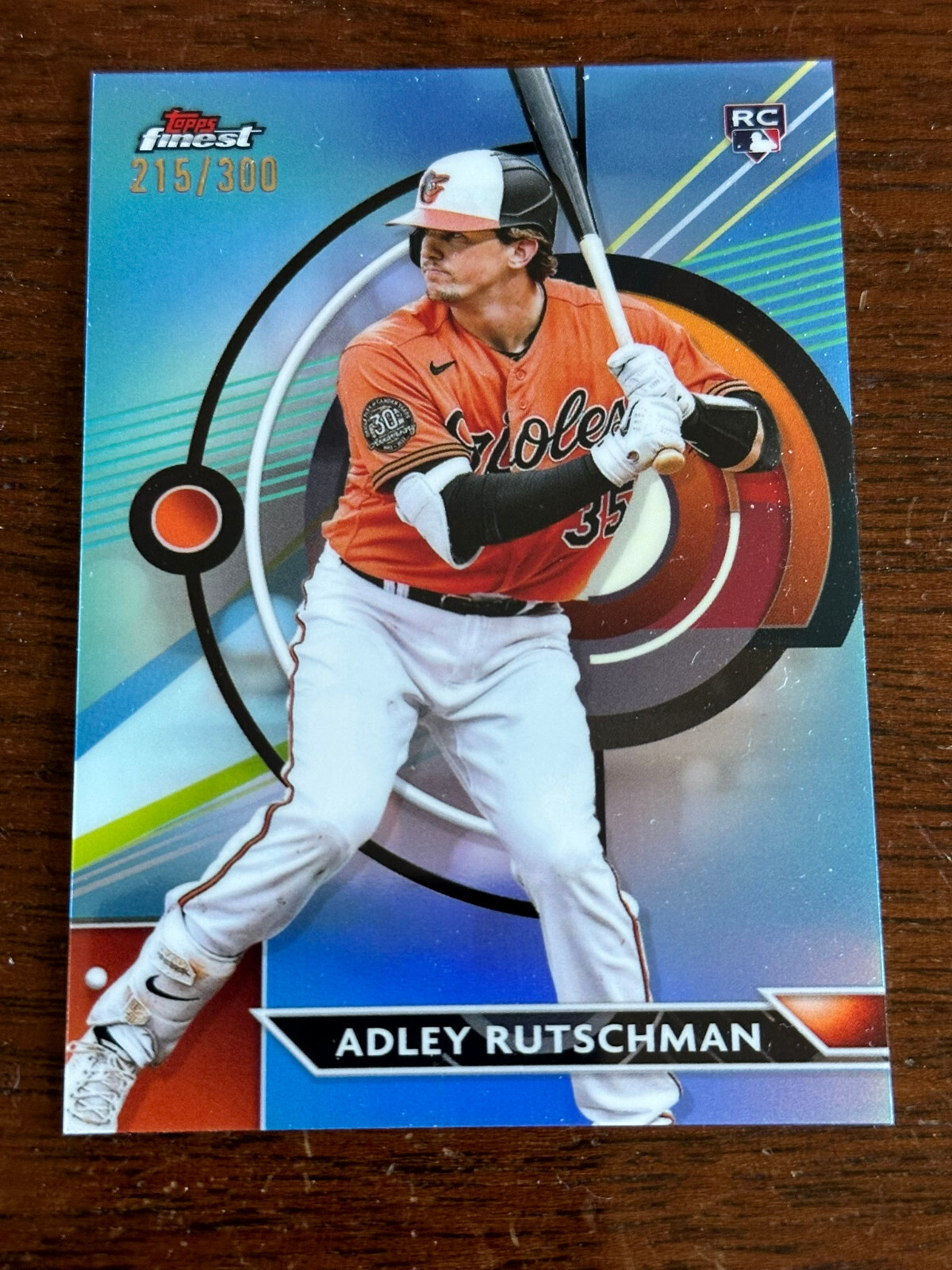 2023 Topps Finest Adley Rutschman RC Sky Blue Refractor Orioles /300 #22
