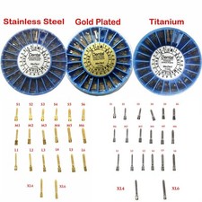 Dental Gold Plated Stainless Steel Titanium Screw Post All Sizes Refills Conical