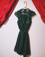 My Michelle Formal Sequined Dress Size 7 Emerald Green Backless 