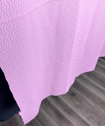 Vintage PINK Textured Knit Material Fabric Solid Retro 47" x 44" Spring Color - Picture 7 of 10