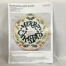 Embroidery Kit with Hoop Merry Christmas Needlework Set Decor Crafts New