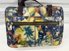 PATRICIA NASH DAUPHINE SATCHEL BLUE CLAY FLORAL LEATHER PURSE - NWT RARE