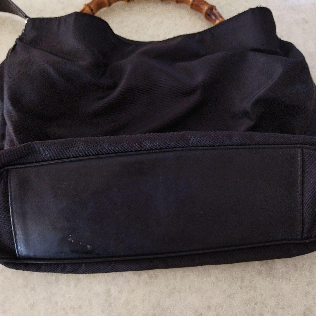 GUCCI Bamboo Handbag Tote Bag Shoulder Bag 2way Nylon Black