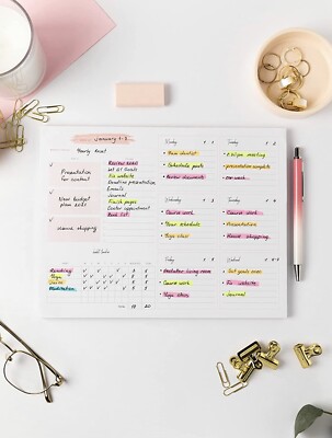 Wochenplaner Block Tages- & Monatskalender Agenda 2023 To Do Liste Notizblock