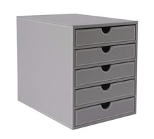 OSCO Grey Faux Leather 5 Tier Papersorter | A4 Drawers | Document Storage | Pape