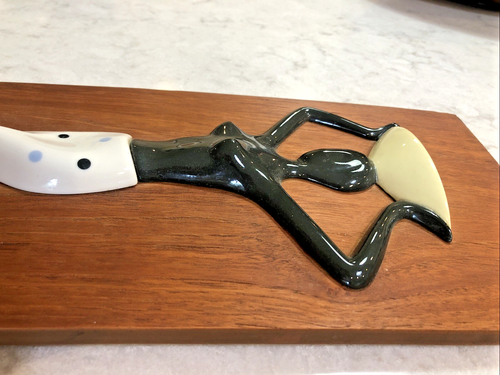 Pair Mid Century Modern Teak Peter Muller SGRAFO 3D Porcelain W. Germany Plaques - Picture 8 of 24