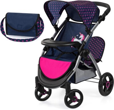 4003336394542 Bayer Puppenkinderwagen für Zwillinge marineblau 39454AA bayer