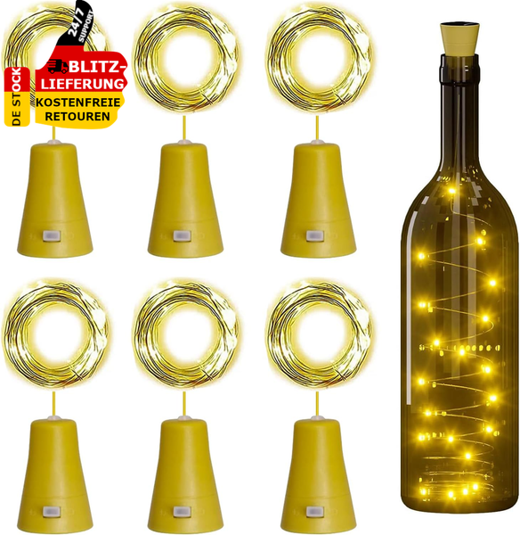 🌟 6Pcs Led Flaschenlichter Solar Flaschenlichterkette Korken Lichterkette 20M-image