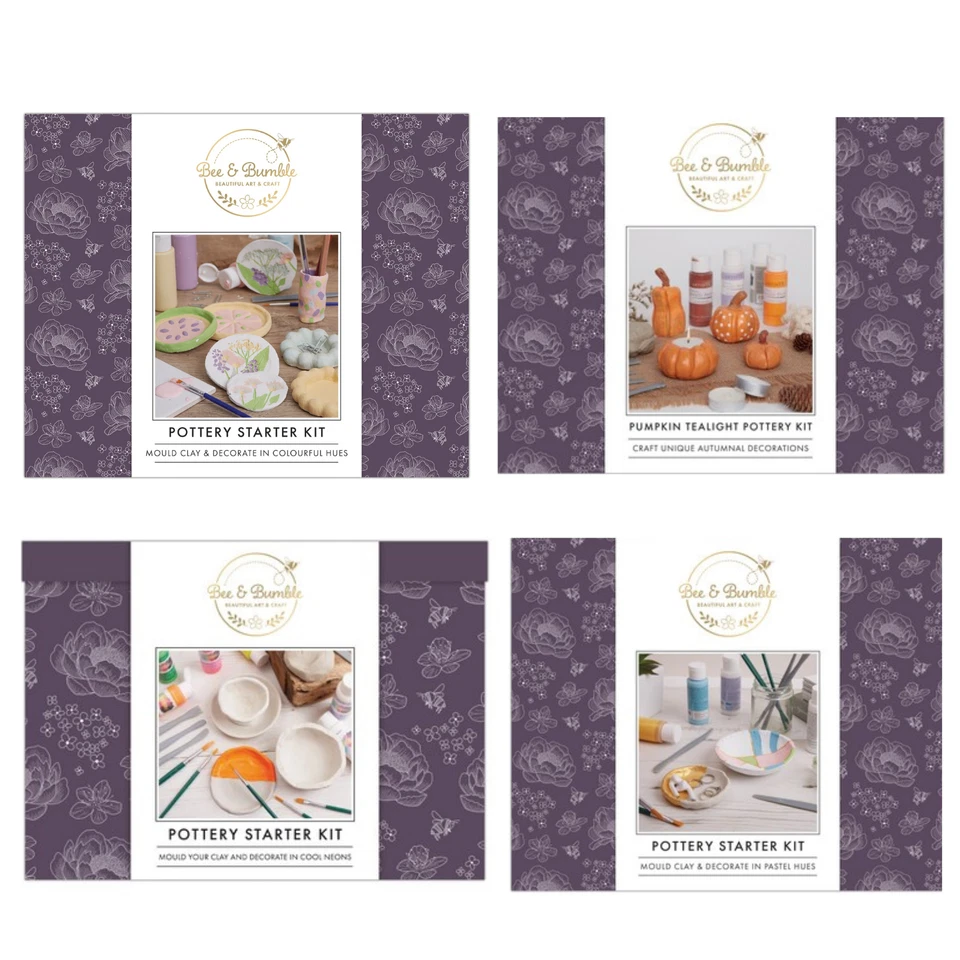 Bee & Bumble Pottery Starter Kits Pastel Neon Pumpkin Florals Casting Crafts