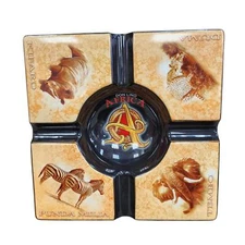 Don Lino Africa Cigar Ashtray 4 Rest Square Black Ceramic 10"