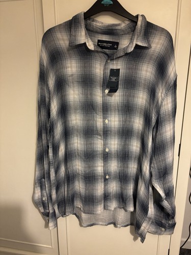 ABERCROMBIE AND FITCH graues Tartan-Shirt weich A&F Collection Größe L