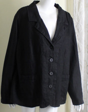 Flax Sz L Black Quality Beautiful Heavier Linen Princess Blazer Jacket Coat