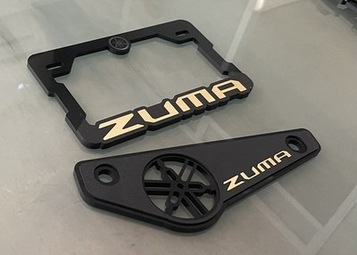 YAMAHA ZUMA CHUMA Acrylic License Plate Frame and Under Muffler Plate Gold
