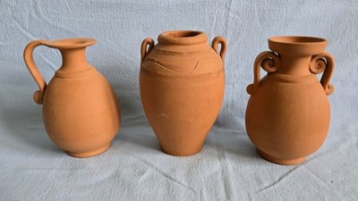 griechische Deko - Keramik/Ton - 3er Set Amphore+Karaffe+Vase - handmade