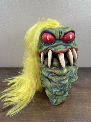Vintage 2001 Green Monster Creature Alien Worm Halloween Mask Paper Magic Group