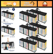 DVD Storage Bags Set of 6, Clear PVC Media Organizers with Zipper Handles, Sta