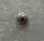 Vintage Sterling Silver Red Rhinestone High School Class Ring Charm - 4g