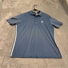 G/FORE Polo Shirt Mens Large Blue Stripe Short Sleeve Golf Performance Stretch