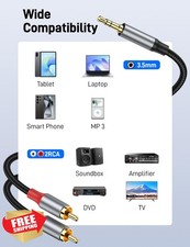 KAYQINHO RCA to 3.5mm AUX Cable 10FT Gold Plated Stereo