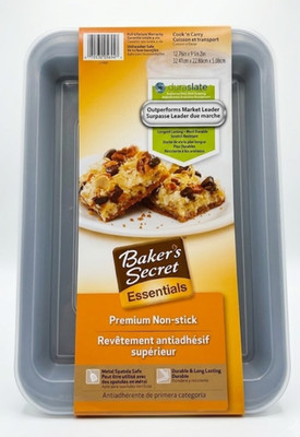 Baker's Secret COOK 'N CARRY 12.76x9x2 Pan & Cover Lid Set of Three