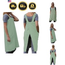 Women's Cross Back Pinafore Apron with Large Pockets Home Kitchen, Restaurant...