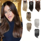 Women's Real As Human Hair Topper Clip In Hairpiece Bangs Silk Base Toupee 18"