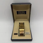 Vintage Seiko Quartz Gold Tank 1908’s Dress Watch Original Box & Sign Glam