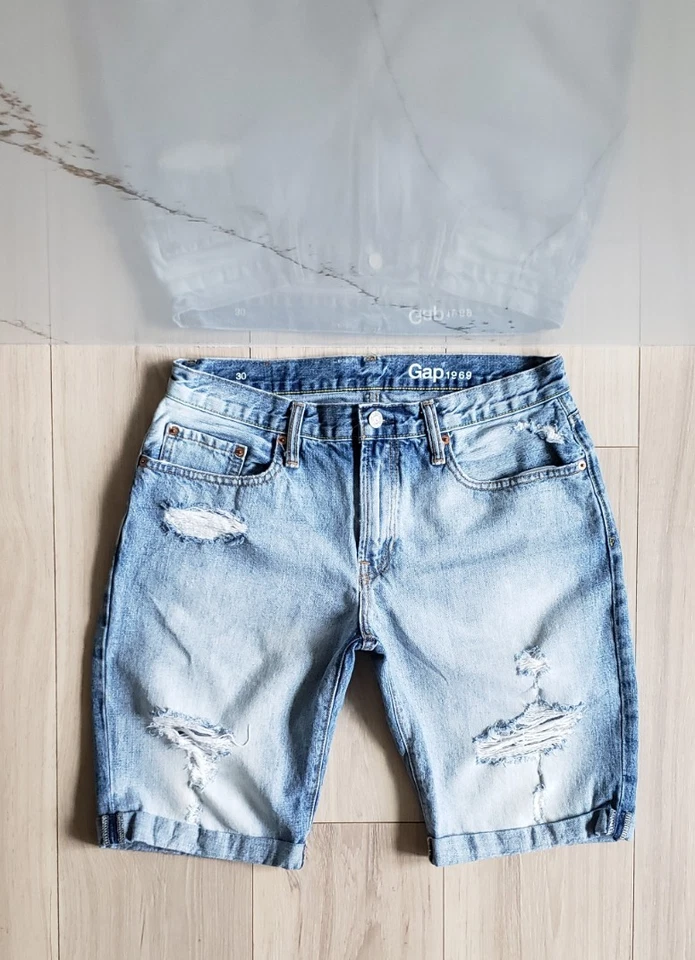 Lote de Pantalones Cortos GAP Hombres 5 piezas 30 Denim Chino Jogger Camuflaje Azul Costero Y2K Verano Foto 4 de 4