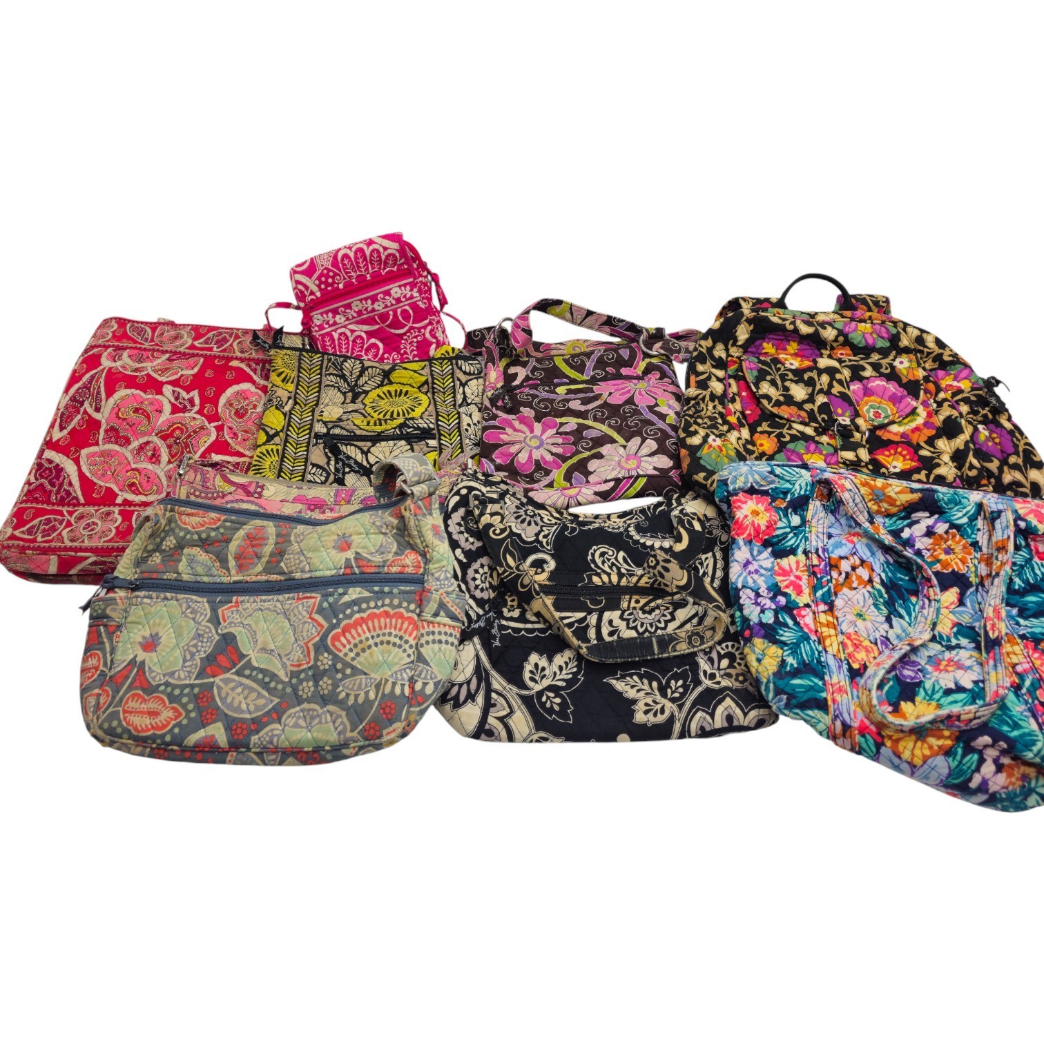 Vera Bradley Quilted Purse & Bag Lot Mixed Floral Used Stain
