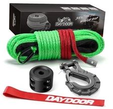  Synthetic Winch Rope 10,000LBS Synthetic Winch Line, 1/4 Inch x 50ft Green
