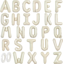 16 Inch Cream White Letter A-Z Balloons,Custom Phrase Mylar Foil Alphabet Letter