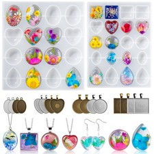 Cabochon Gems Resin Molds, 36 Cavities UV Resin Jewelry Making Kit with 16 PC...