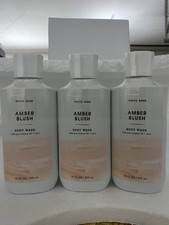 3 New AMBER BLUSH WHITE BARN BATH  BODY WORKS SHOWER GEL BODY WASH