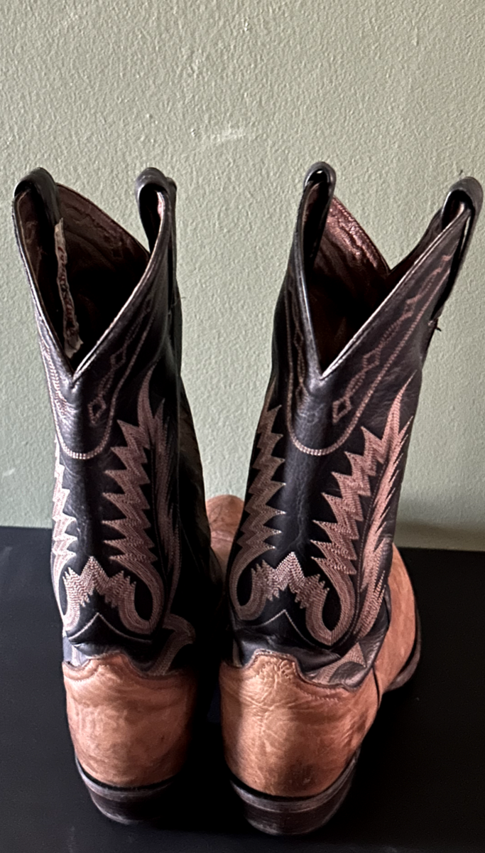 Vtg Mens Tony Lama 6171 Western Leather Cowboy Boots Pecan  display picture 1