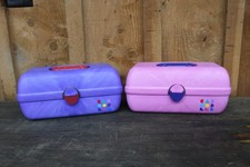 2 Vintage 1980s Caboodles Pink  Purple Makeup Case 3 Tier w/ Mirror