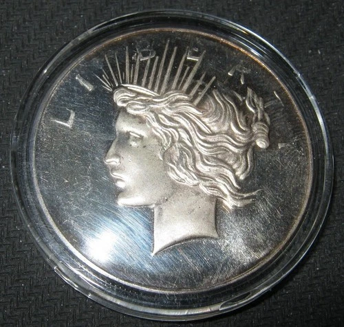 PEACE DOLLAR RELICA ART COIN ONE TROY OUNCE .999 FINE SILVER ART ROUND