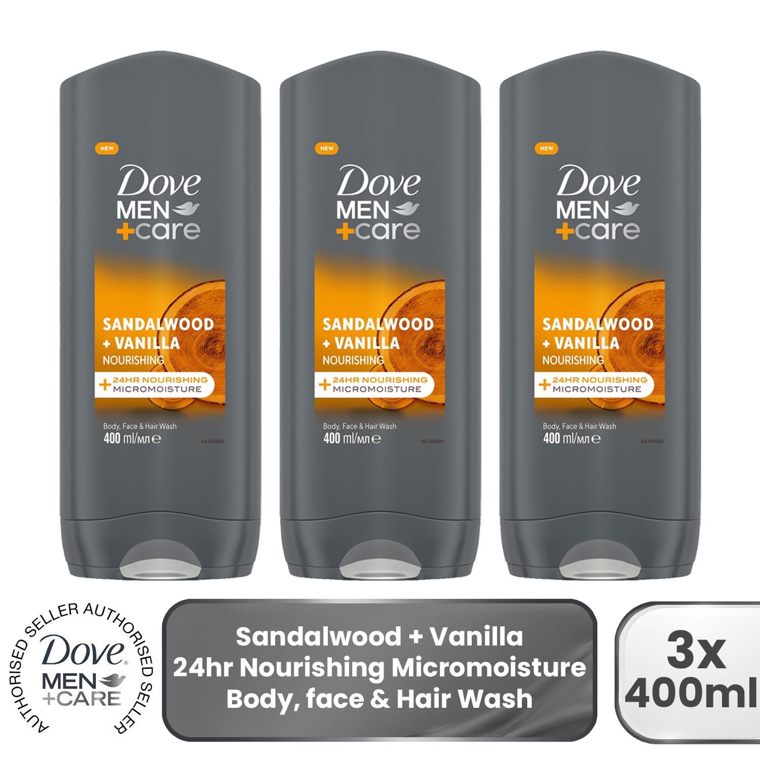 Dove Men+Care Sensitive 3-in-1 Hair, Face and Body Wash 400ml - Image 2